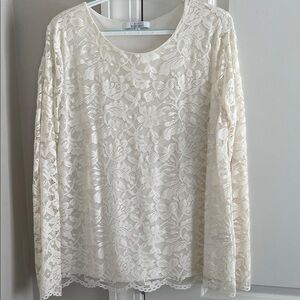 Chic Lace Long Sleeve Blouse in Cream